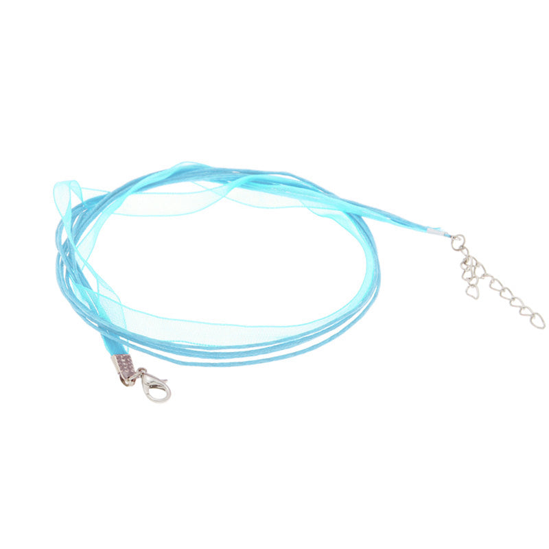 Organza Ribbon Cord Necklace Sky Blue and Match 18" with 1.5" Extender, bottlecap, scrabble tile jewelry
