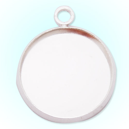 Silver Plated Pendant trays,lead and nickle free,fit 16mm round glass cabocon, sold 50pcs per pkg