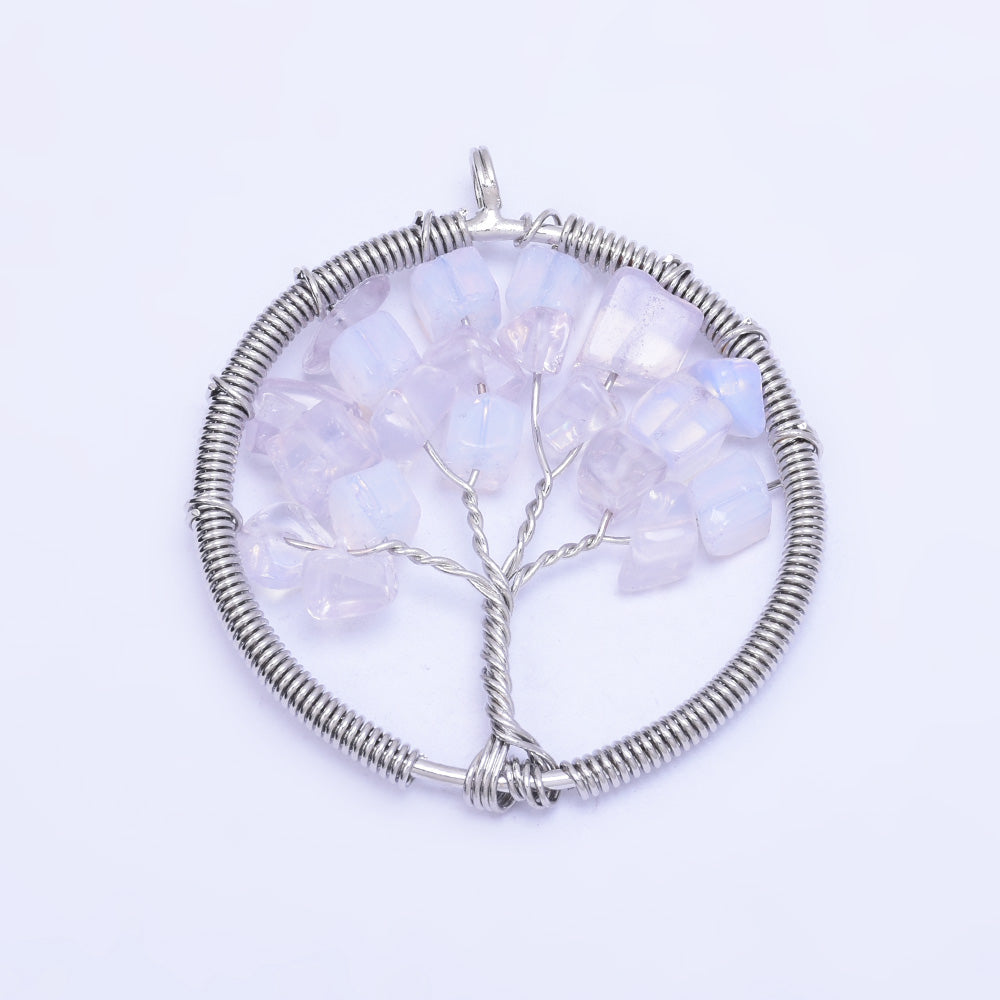 1  White 46mm Healing Irregular Natural Stone  Fashion Jewelry Charm Crystal High Quality Pendant Tree of Life Women'sFashion Handwork