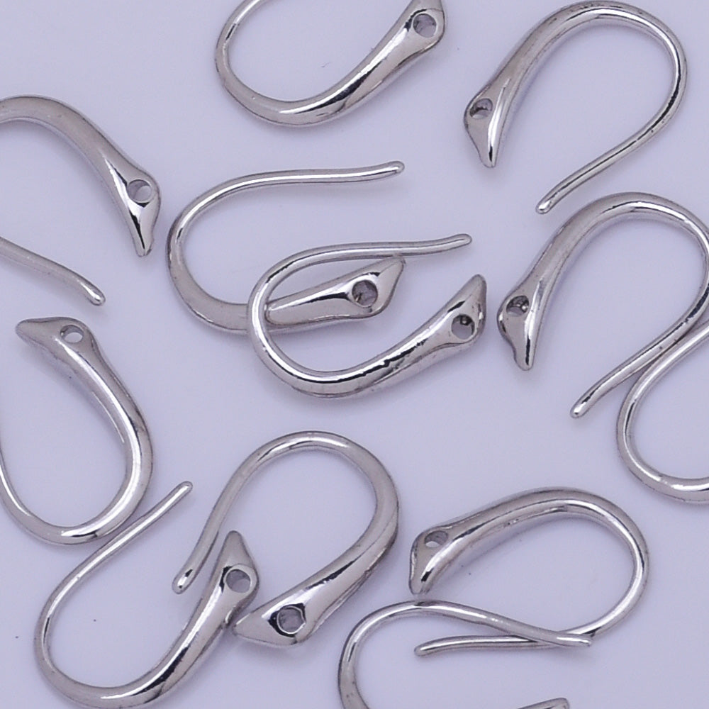 Platinum Plated Over Brass Fish Hooks Earring Hooks Ear Wires Fishhook earrings Earrings making Jewelry findings 7*11mm platinum 10pcs