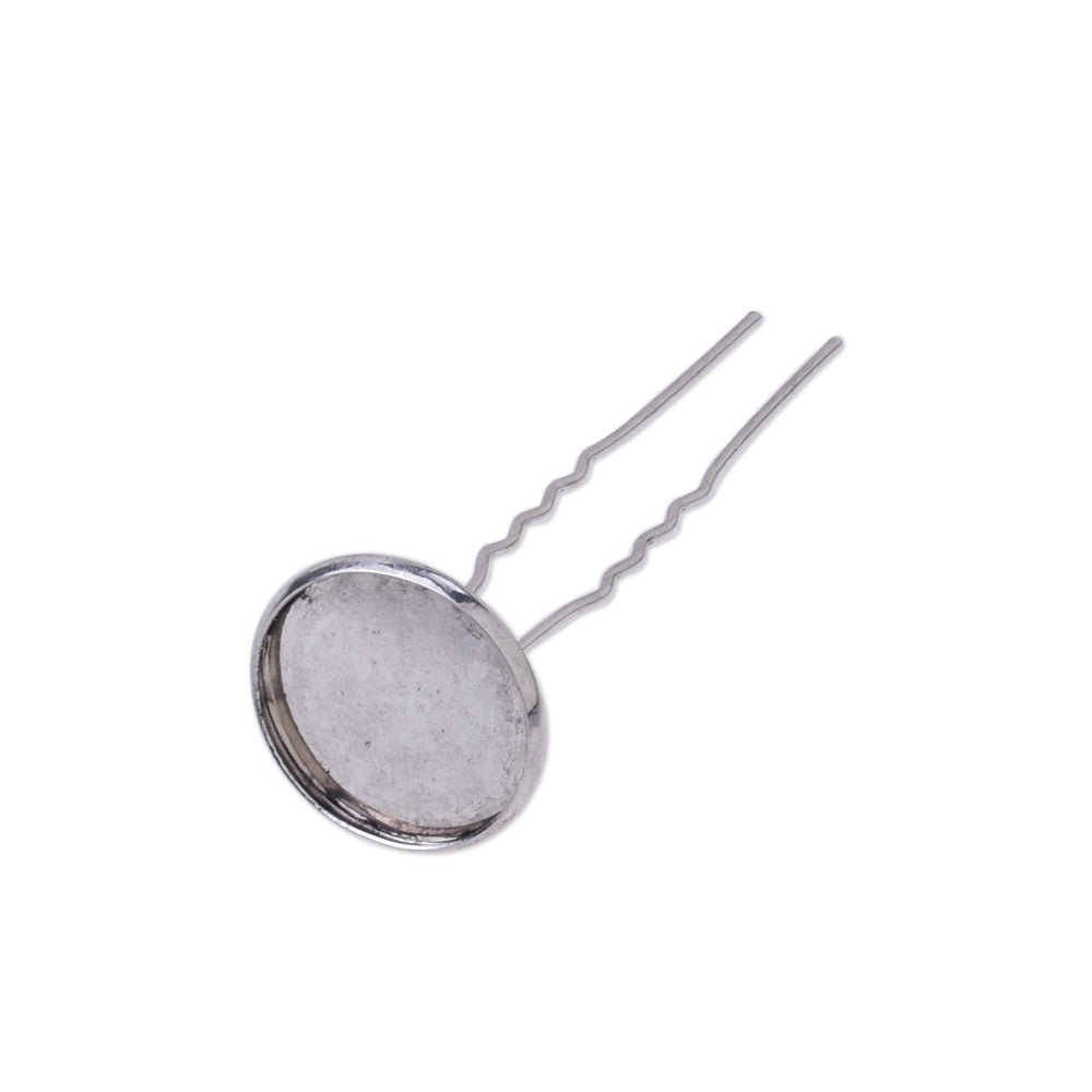 10 Antique Silver U shape Hairpin with 16mm Bezel Diy  Bobby Pins Wedding Hair Pins Hair Accessories