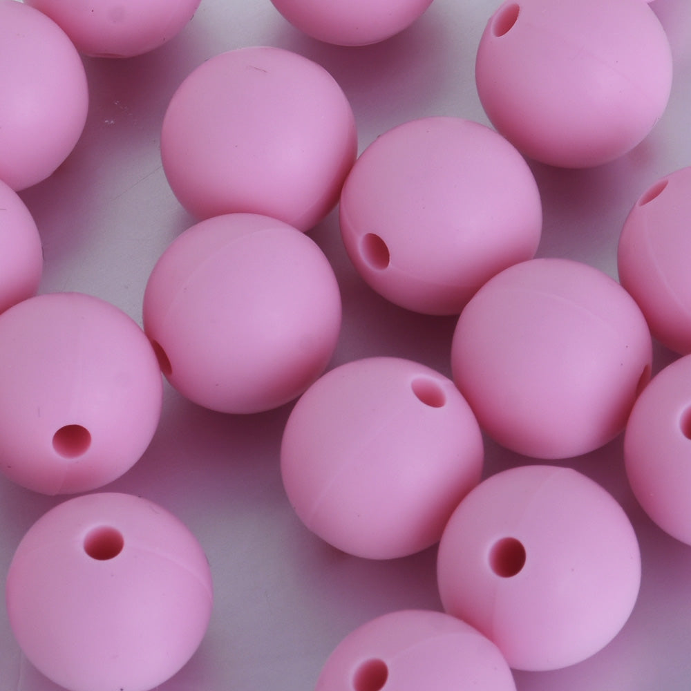 18mm Round Teething Beads Bulk Loose Chew Silicone Beads BPA Free Wholesale Silicone Beads pink 10pcs