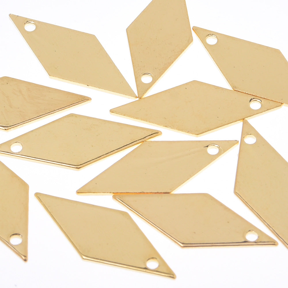 About 18*7mm brass Electroplate rhombus pendant with Hole Geometric Pendant Jewelry Findings Supplies 18 Golden 20pcs