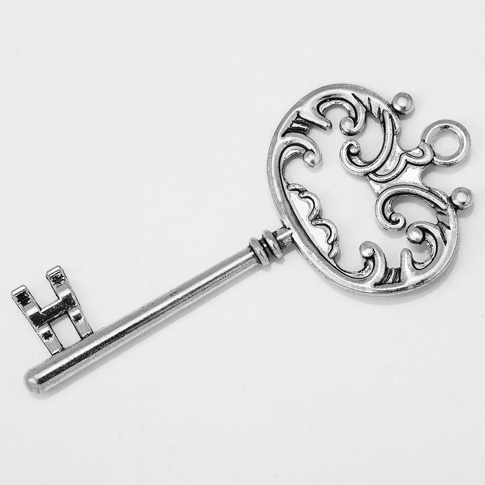 10 Antique silver color Vintage Skeleton Key wholesale key Steampunk Key Charms 31*69mm