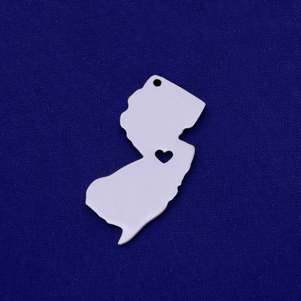 1 pcs about 13x29mm silver Stainless Steel map pendant Stamping blank Jewelry supplies New jersey-NJ 18 Gauges