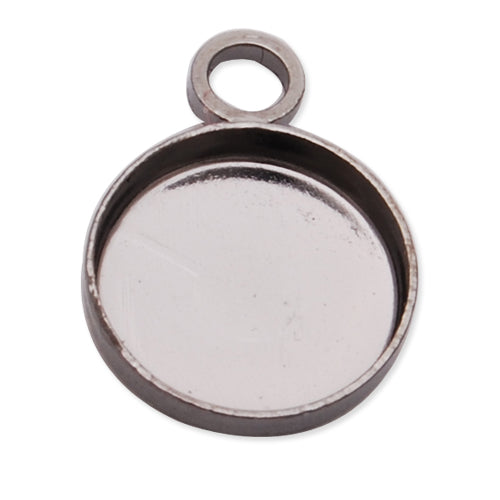 Gun Metal Black Plated Pendant trays,lead and nickle free,fit 8mm round glass cabocon, sold 50pcs per pkg