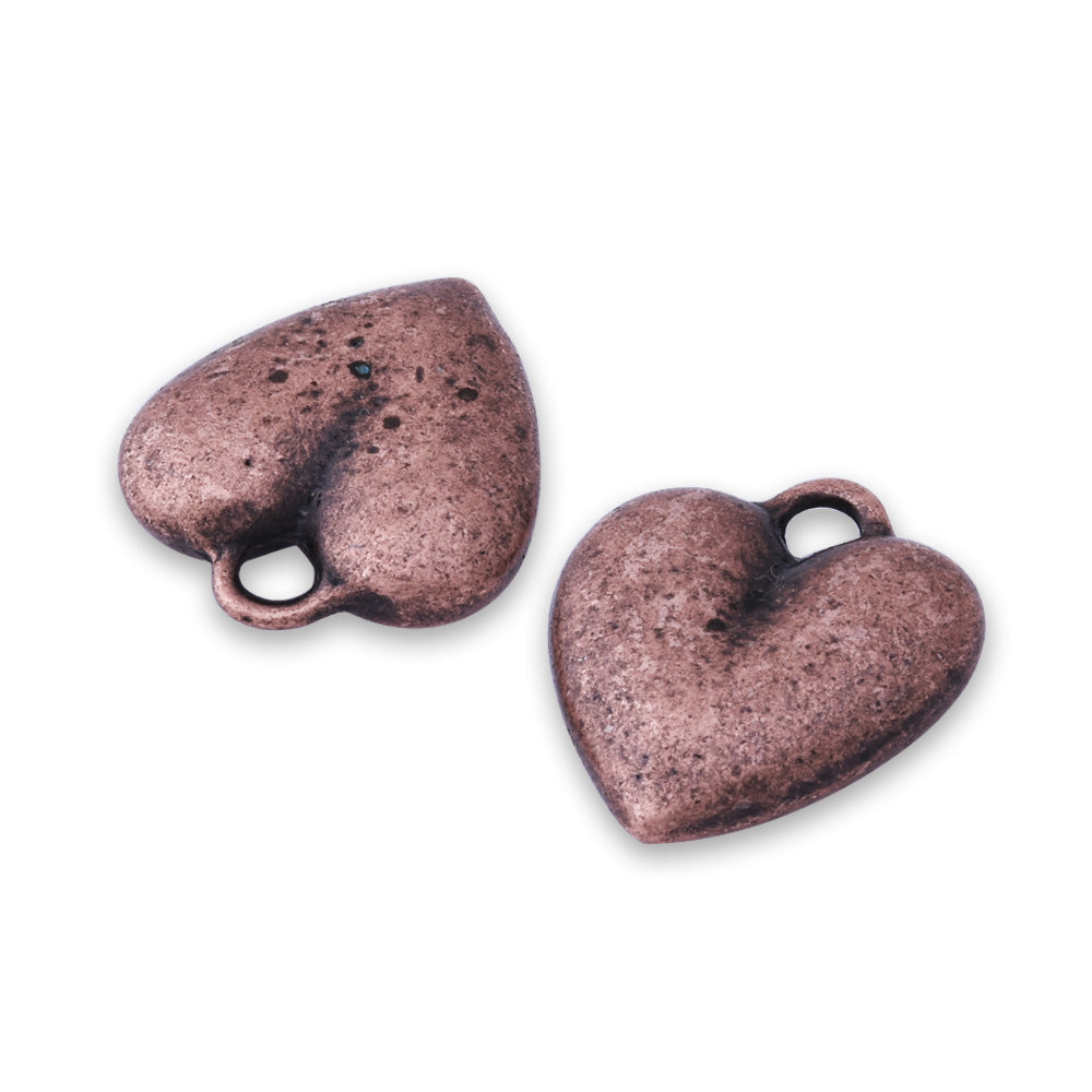 Antique Copper Smooth Solid Heart Charm Earring Charms, Bracelet Charms 16x15mm Simple Fashion Jewelry Supplies 20pcs