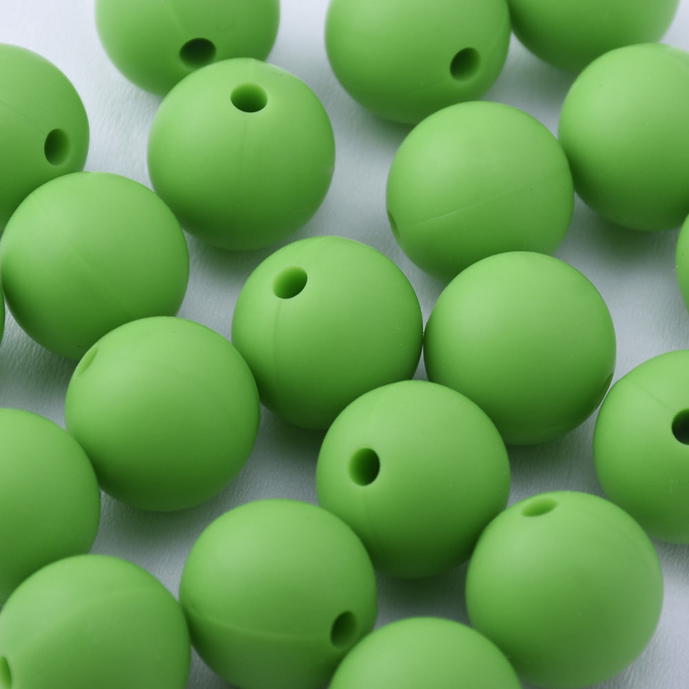 10mm Bulk Round Silicone Beads Food grade silicone sensory beads Baby Shower Gift Silicone Loose Beads dark green 20pcs