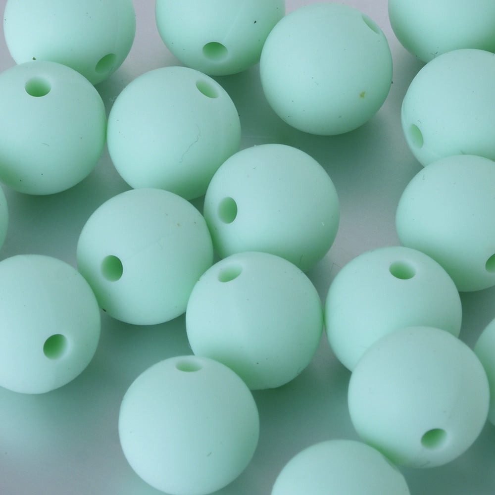 18mm Round Teething Beads Bulk Loose Chew Silicone Beads BPA Free Wholesale Silicone Beads green 10pcs