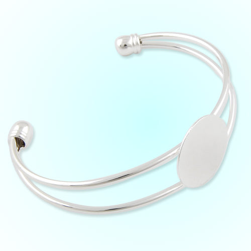 Bracelet With 20MM Pad,Cuff,Adjustable,Silver  Plated,Lead Free And Nickel Free,Sold 10PCS Per Lot