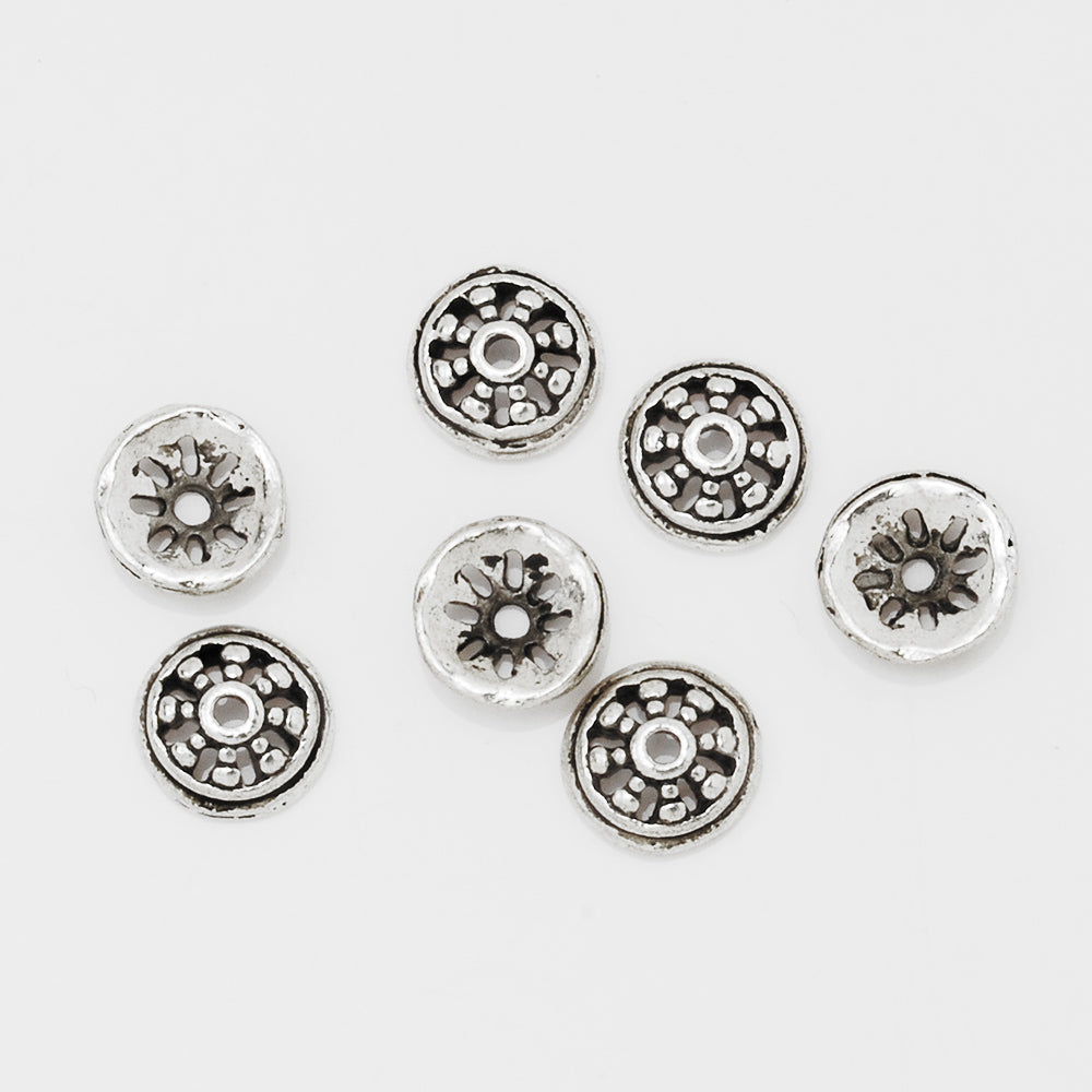 7mm Diy Bulk Caps,Antique Silver Charm Beads Cap,Jewelry Findings,sold 100pcs/lot