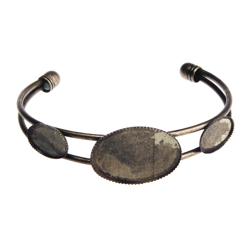 Bracelet With Oval Setting,Cuff,Adjustable,Antique Bronze Plated Brass,Lead Free And Nickel Free,fit 18*25mm and 10*14 mm oval cabochon,Sold 10PCS Per Lot