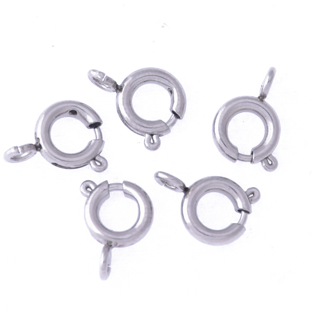 6mm Silver Tone Stainless Steel Spring Ring Clasp Connector Bead Chunky Clasps Claw Clasp Lobster Catch Findings 20pcs