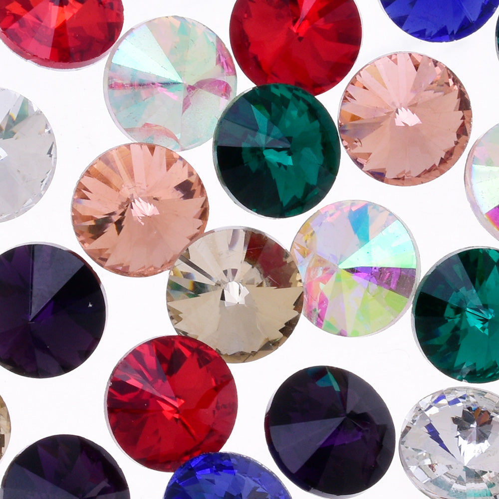 14mm Glass Rhinestones Pointed Back Rhinestones glass crystals beads Satellite stone mixed color 50pcs 10181958