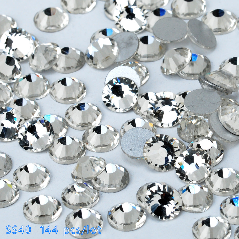 SS40 144PCS Crystal Glass Stones Machine Cut Strass Non Hot Fix Rhinestones For Nail Art,Wholesale