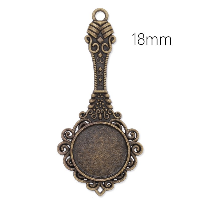 Antique Bronze pendant tray with 18mm Round bezel,length:63mm,10pcs/lot