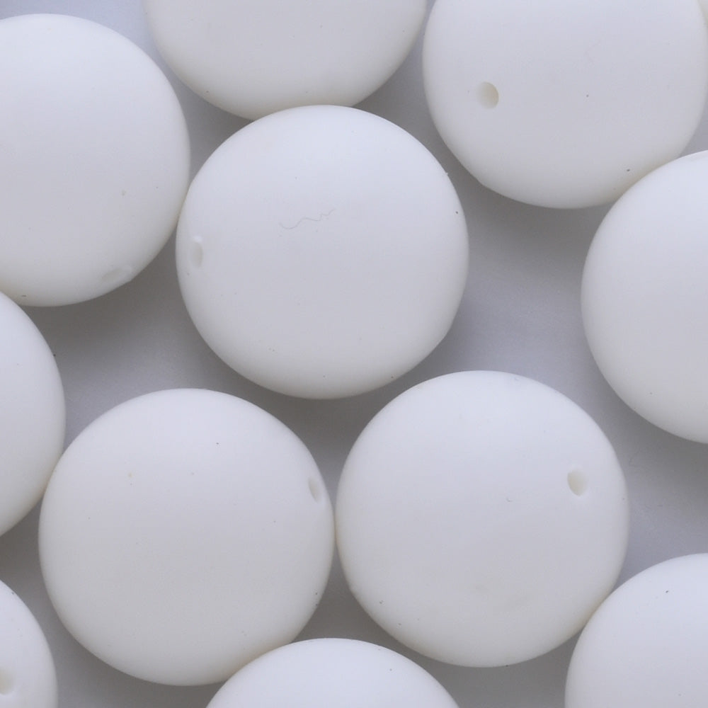 20mm Round Silicone Beads for Jewellery bpa free beads Food grade silicone sensory beads Safe Supplies white 10pcs