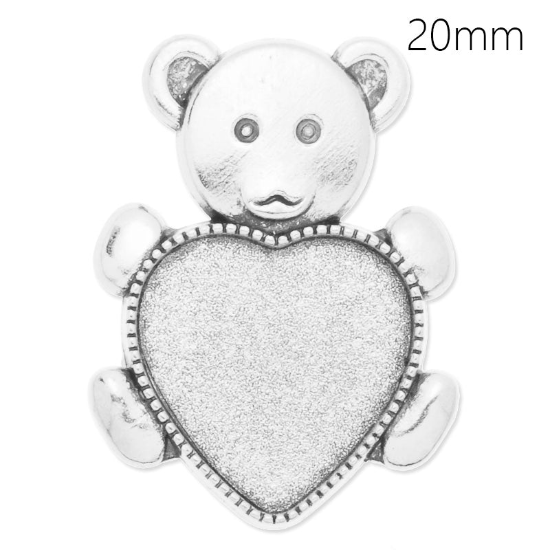 20mm antique silver plated brooch blank,brooch bezel,bear shape,zinc alloy,lead and nickle free,sold by 10pcs/lot