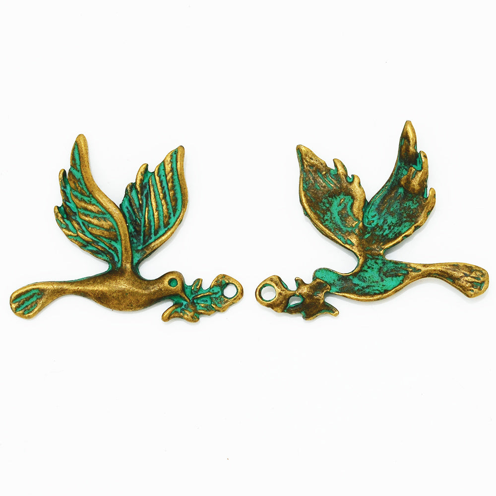 32*26mm Verdigris Patina Charms,Pendant Findings,for Jewelry Making,Lovely Bird,Thickness 3mm,sold 20pcs/lot