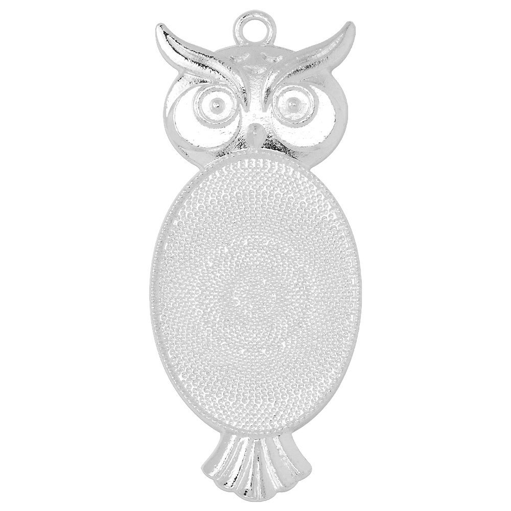 Owl Pendant Tray with 25*35mm Oval Bezel Blanks,zinc alloy filled,Silver Plated,20pcs/lot