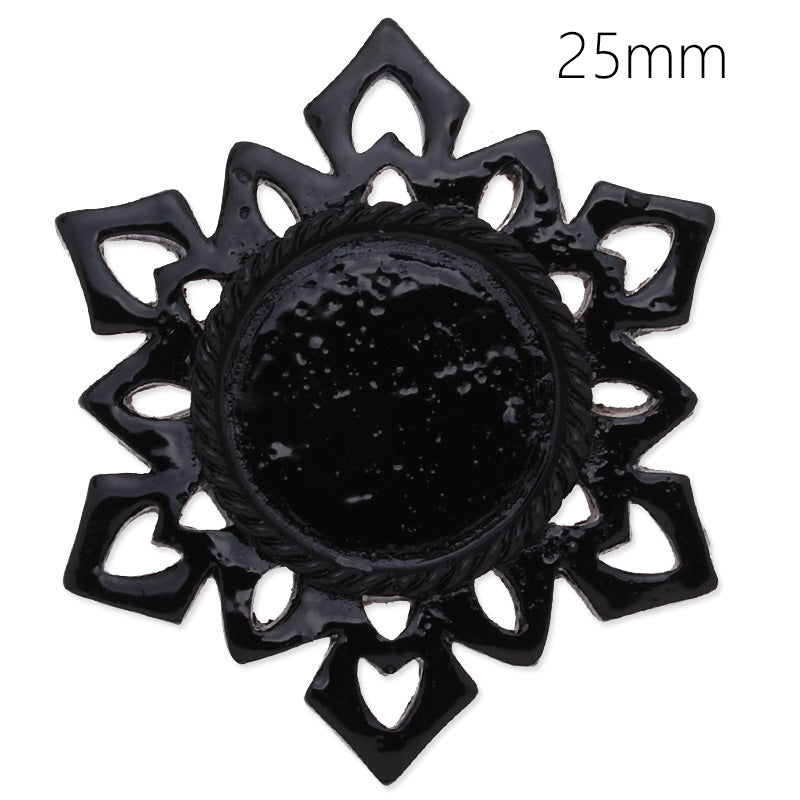 25mm Round frozen pendant blank,Black,Resin filled,20Pieces/lot