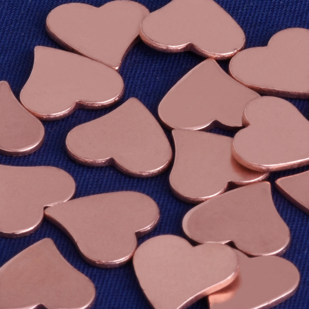 About 3/8" Copper Heart Stamping Blanks Hand Stamped Blanks wholesale metal stamping Pendant charms Findings 18Gauges 20pcs