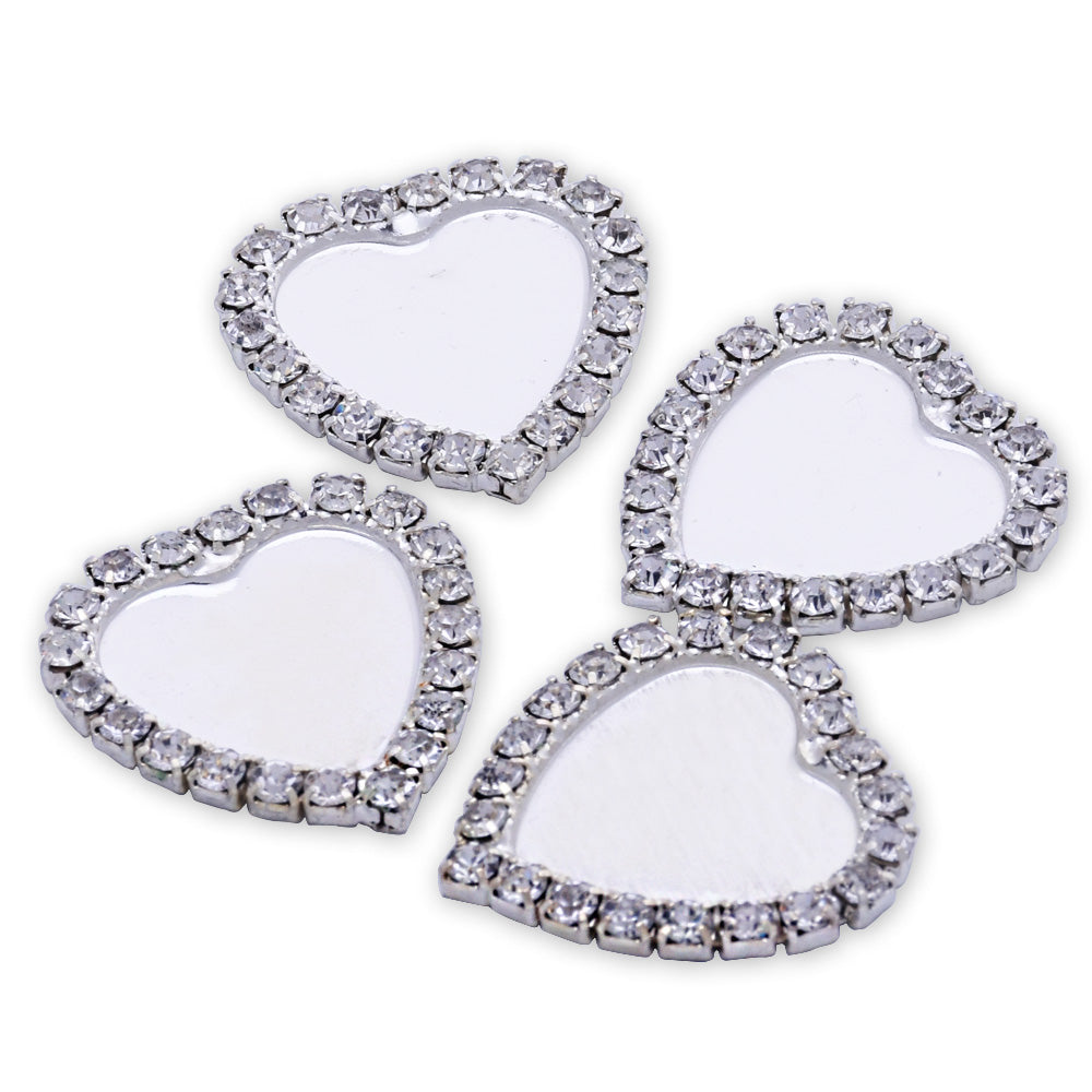 10 Silver Heart Shaped Inner Size 15*15mm Claw Chain Base Jewelry accessories Metal Flatback Buttons Gemstone Bezel Pendant Tray Hair Accessories