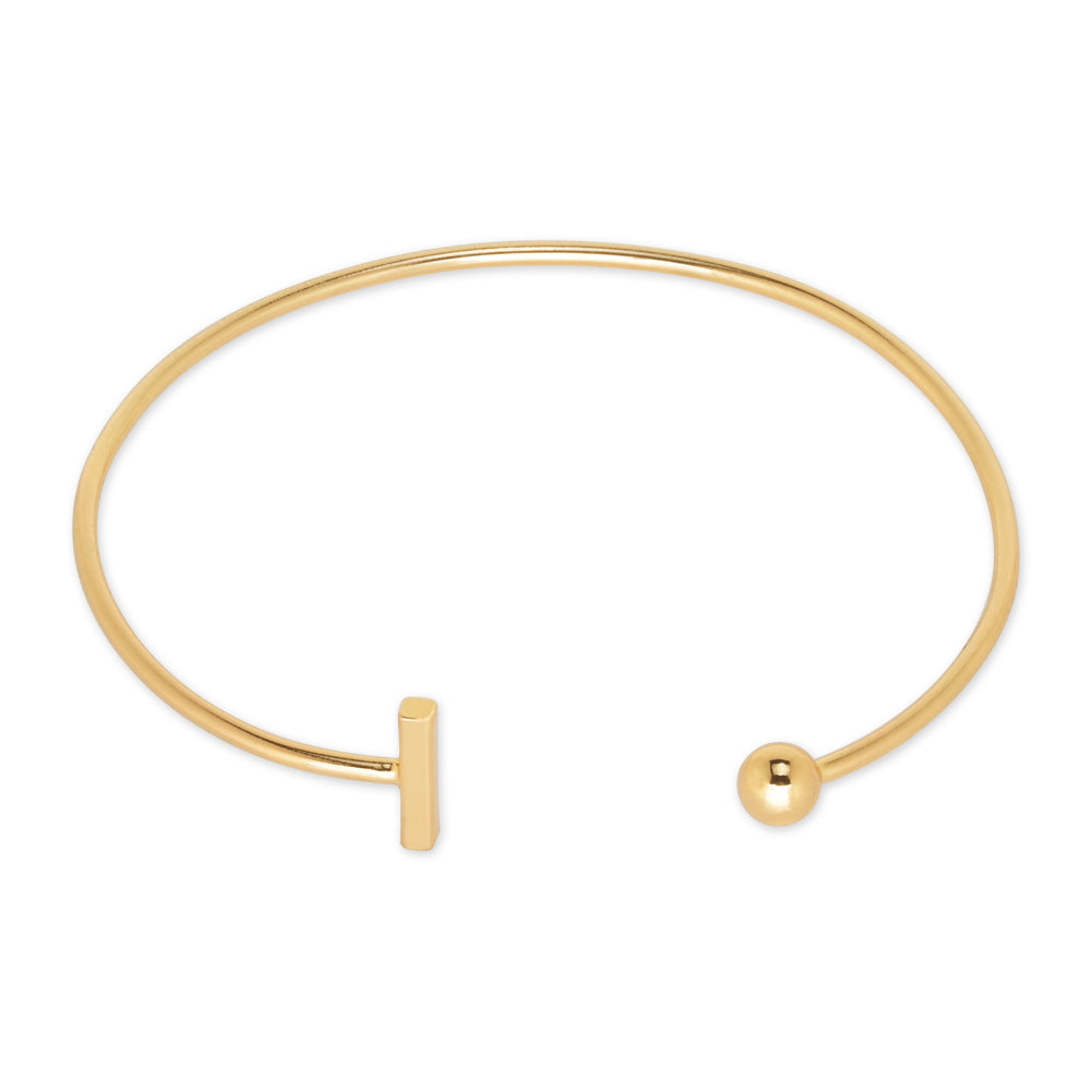 60mm Brass Adjustable open Ball and bar Bracelet Cuff Bracelet custom bracelets simple jewelry plated gold 1pcs