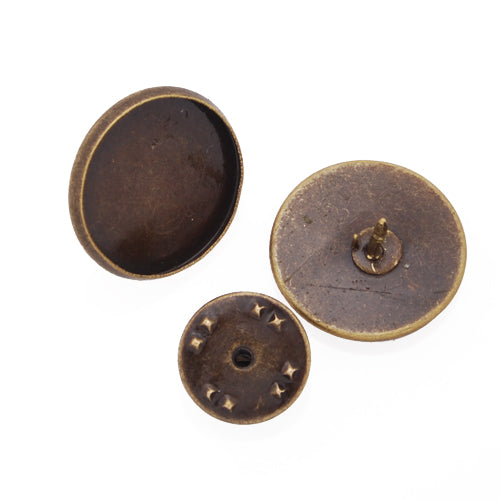 16mm Antique Bronze Plated Copper Cameo Brooch back,Tie Tac Clutch with 16mm Round Bezel Cup,sold 20pcs per pkg