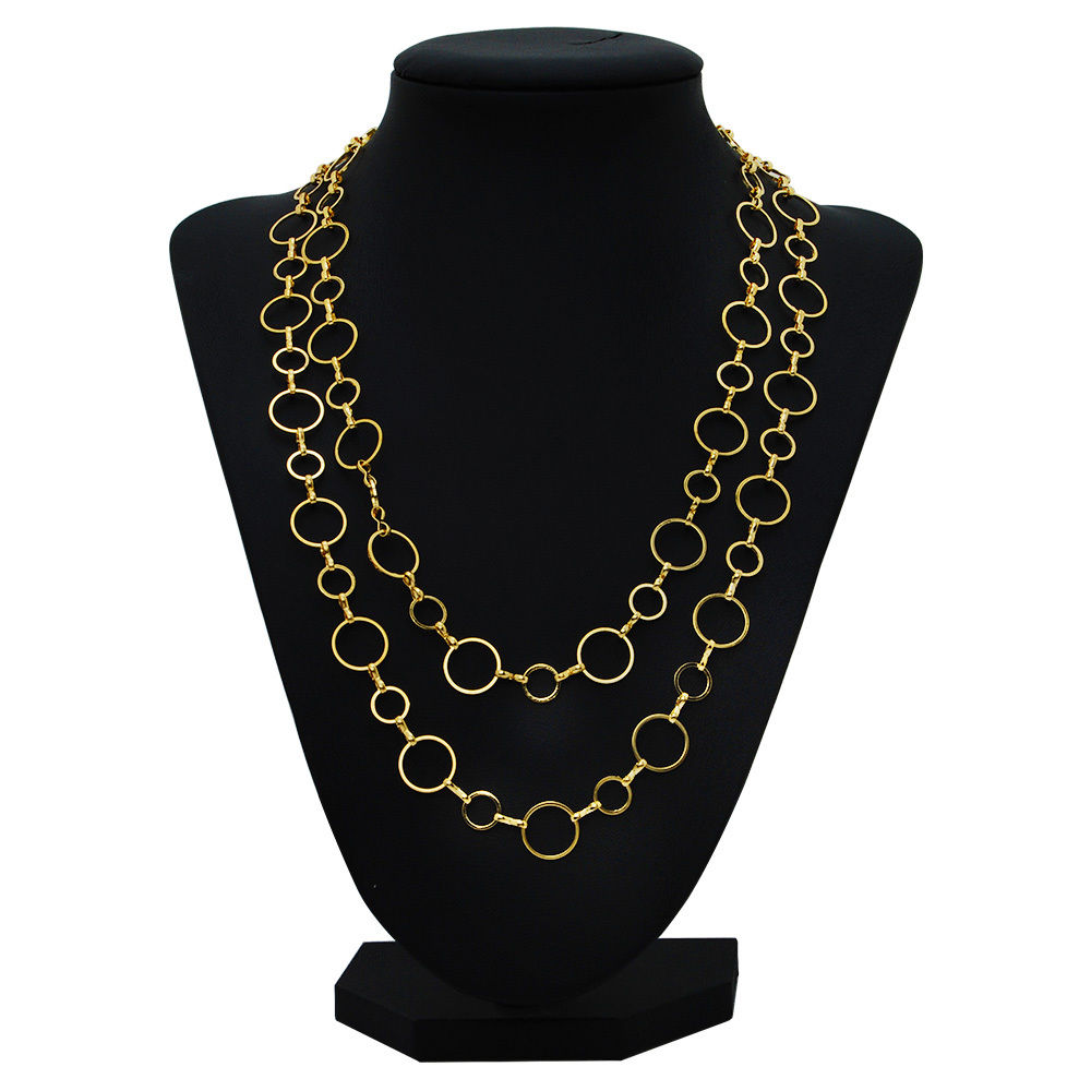 High Quality 12mm&8mm round brass Chain Necklace for Pendants chain with lobster clasp long 1 meter 18K gold 5pcs