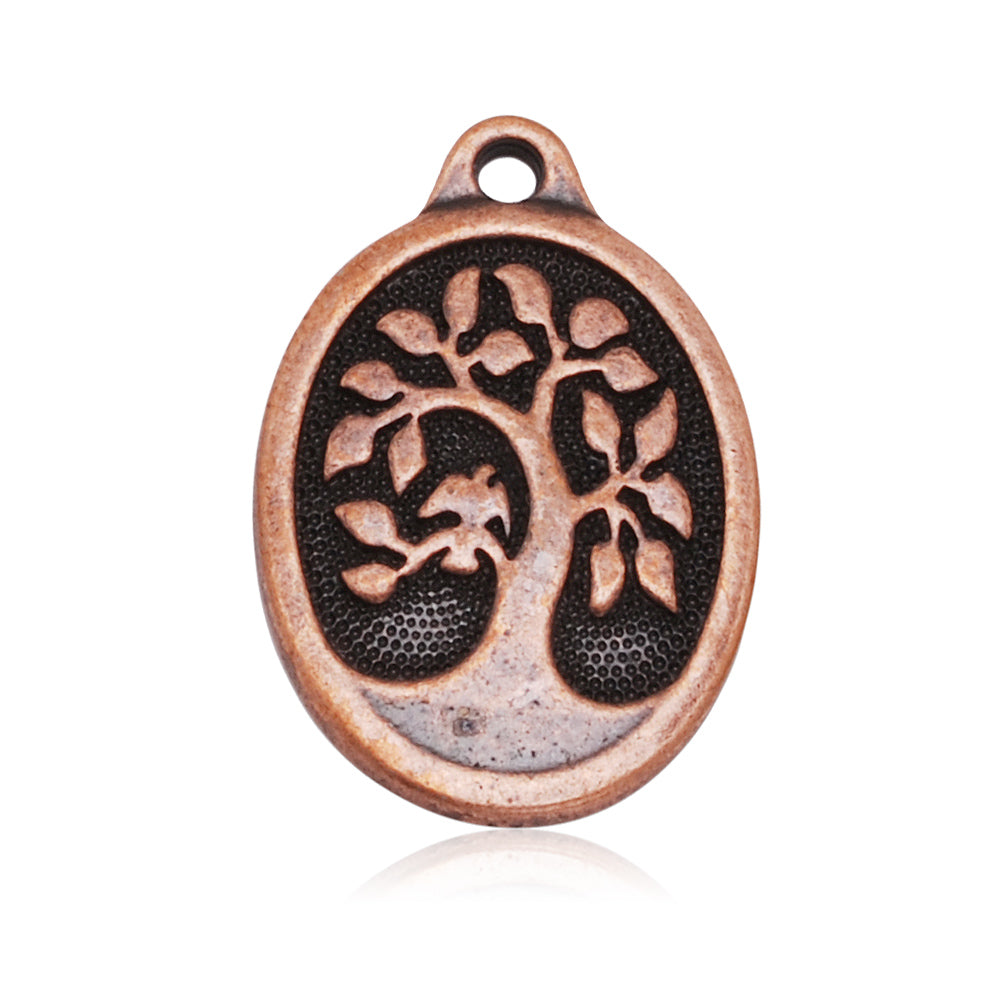 27x18mm Vintage Antique Copper Oval Tree of Life pendant,Alloy Tree of Life pattern,Bird in a tree pendant,20pcs/lot