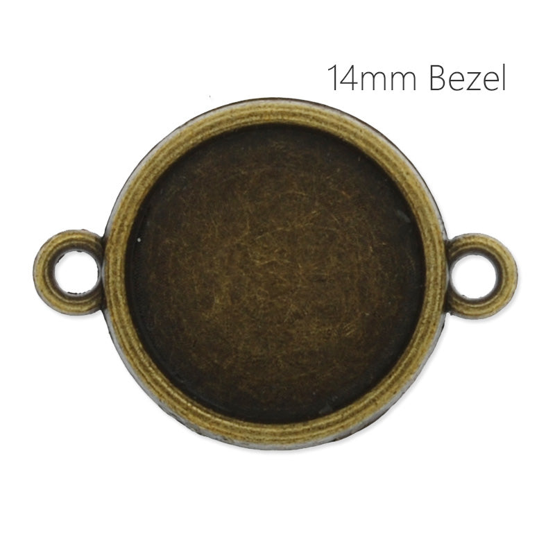 14mm Round Antique Bronze Plated double side bezels for bracelet,bracelet blanks,cuff bracelet blank, 50pieces/lot
