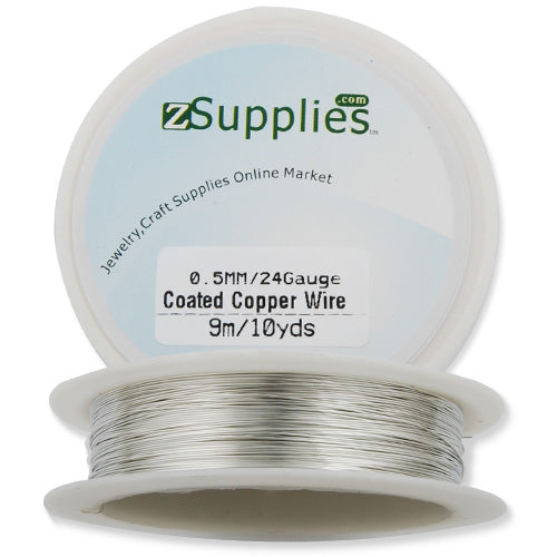 0.5MM Thick Silver Coated Soft Copper Wire,about 9M/10yds per Roll,24Gauge,Sold 10 Rolls Per Lot