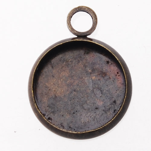 Antique Bronze Plated Pendant trays,lead and nickle free,fit 10mm round glass cabocon, sold 50pcs per pkg