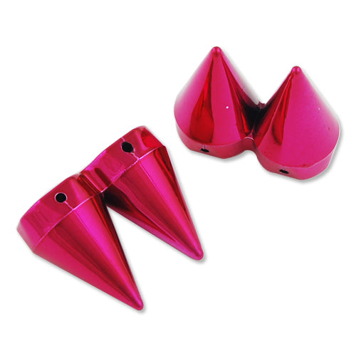28.5*23.5*14.5 MM UV Coated Double Spikes,Fuchsia,Hole Sizes:1.7mm,Sold 100PCS Per Package