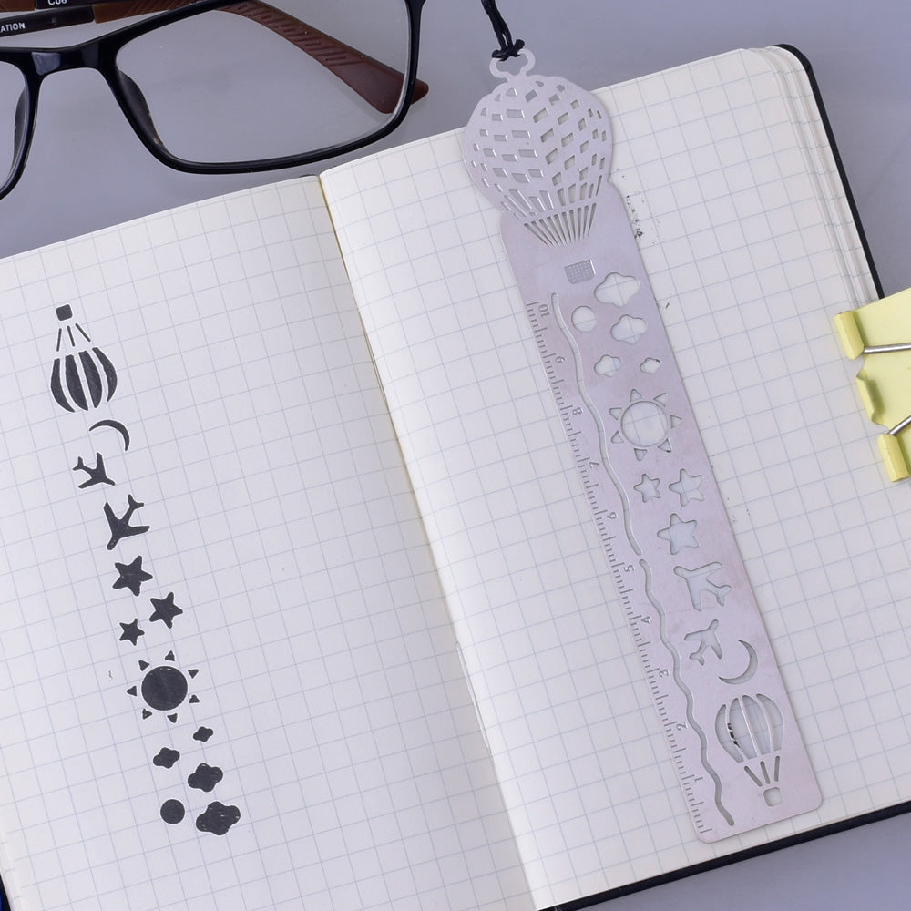 About 1 1/3*5 1/2" Stainless Steel bookmark stencil Metal Bookmark bullet journal stencil template Ruler hot balloon 1pcs