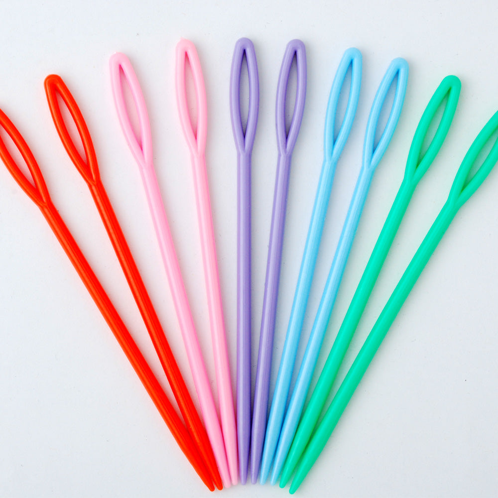 3 3/4\" Multicolor  Plastic Sewing Needles Child Plastic Kid Weave Education Sewing Knitting Cross Stitch Knit Needle 50pcs