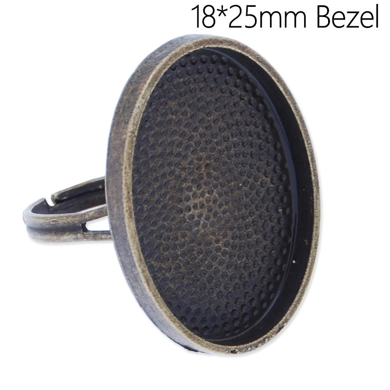 Adjustable ring with 18x25mm oval Bezel,Zinc alloy filled,Antique Bronze finished,20pcs/lot