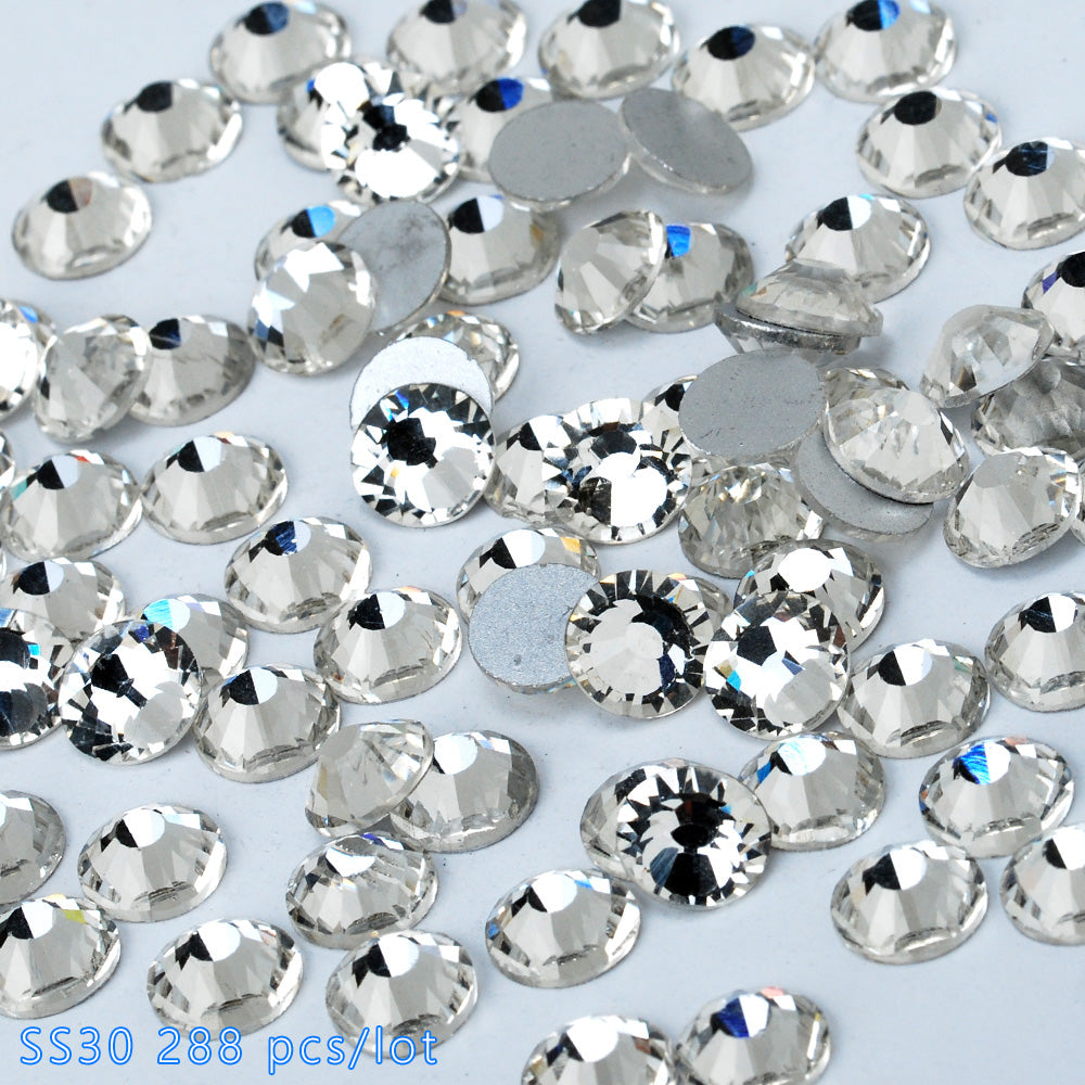 SS30 288PCS Crystal Glass Stones Machine Cut Strass Non Hot Fix Rhinestones For Nail Art,Wholesale