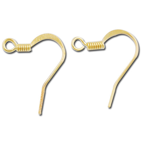 19MM Metal Fish Hook Earwires With Coil,Gold,Lead Free And Nickel Free,sold 500 Pairs Per Package
