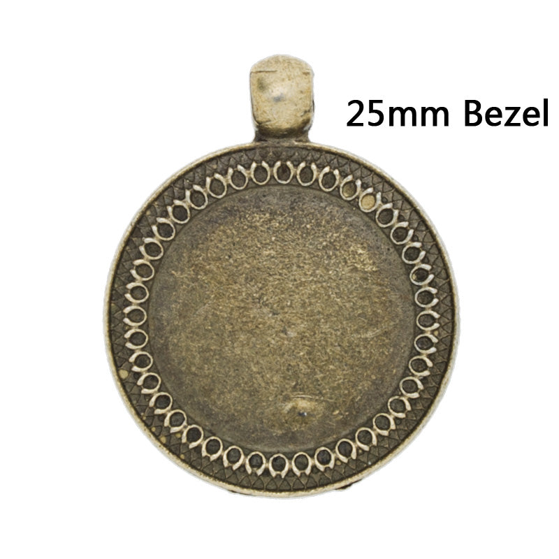 25mm Antique Bronze Zinc Alloy Cameo Cabochon Base Setting Pendants,sold 10pcs per pkg
