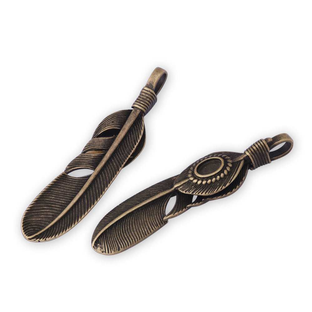 5 pcs Antique Bronze Feather Charm Bird Feather Pendant Brass Made Diy Handmade Materials Jewelry Supplies 63x14