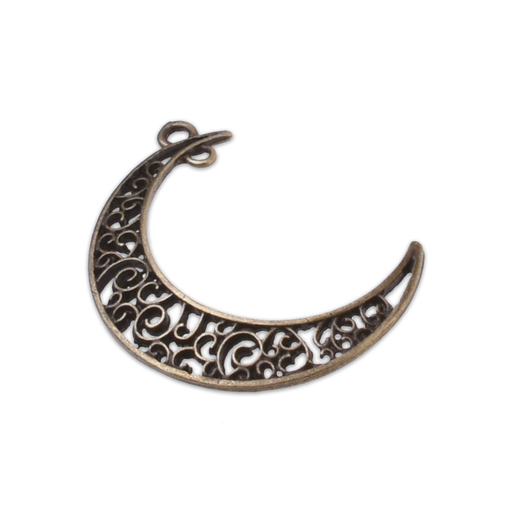 20 Crescent Moon Charms Antique Bronze Celestial Charms 30x41mm Moon Filigree Charm/Moon Connectors
