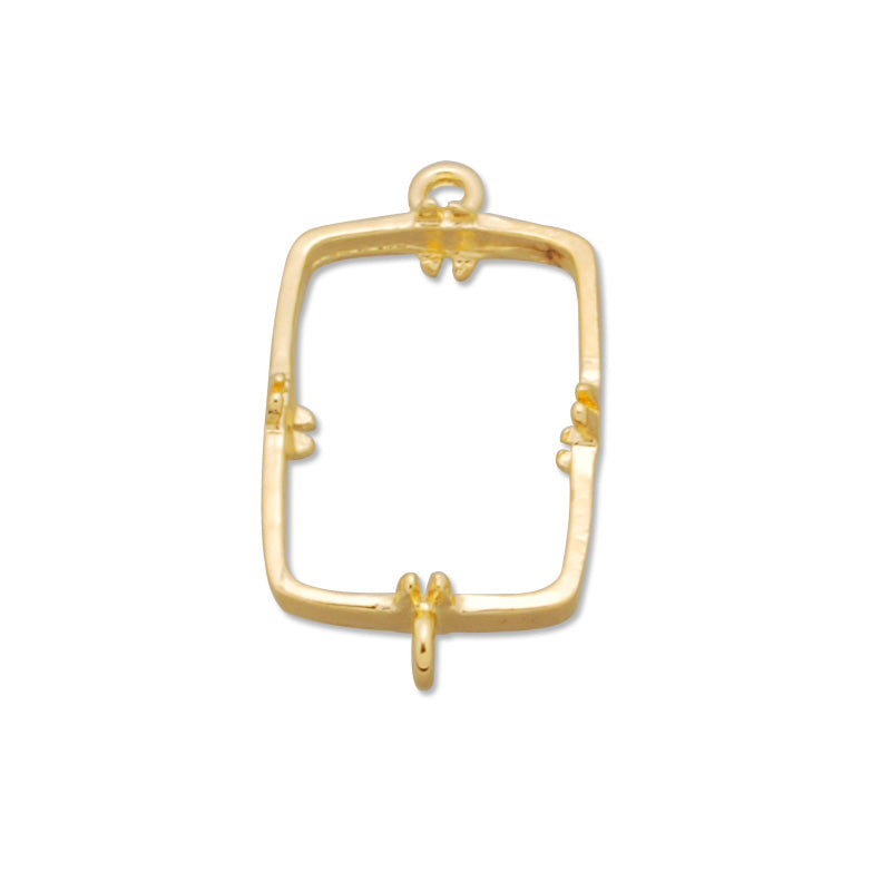 10*14MM Rectangle  Brass Gemstone Bezel with hook,Gold,charms links,sold 20pcs per lot