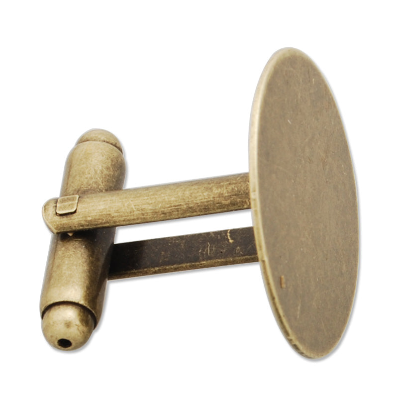 20MM  Antique Bronze Plated Flat Cufflink Blanks with a 20mm Glue Pad