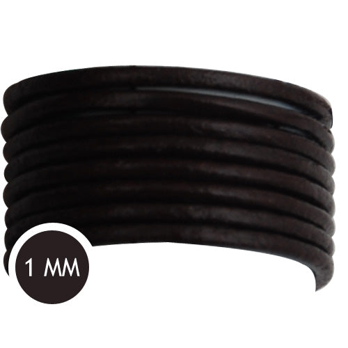 1.0mm Thickness Dark Coffee Round Leather Cord,Sold 50M/Roll