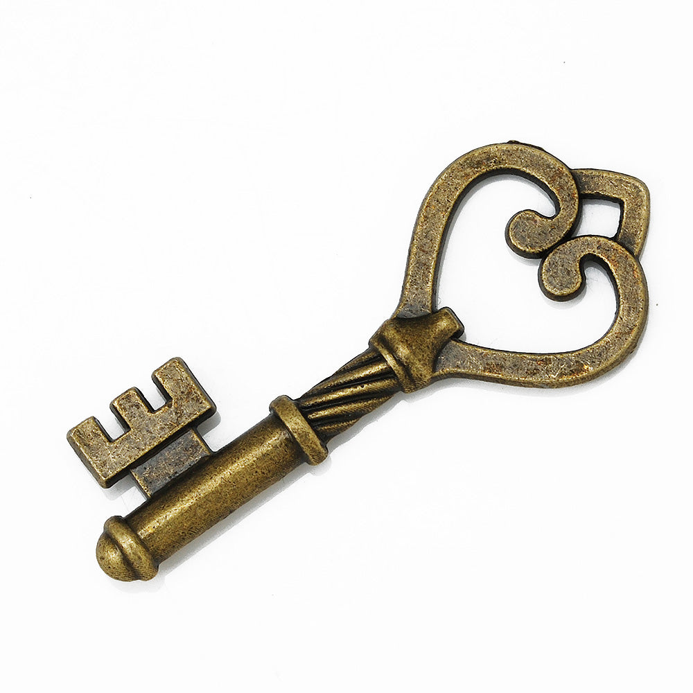 10 Antique bronze color Vintage Skeleton Key wholesale key Steampunk Key Charms 17*45mm