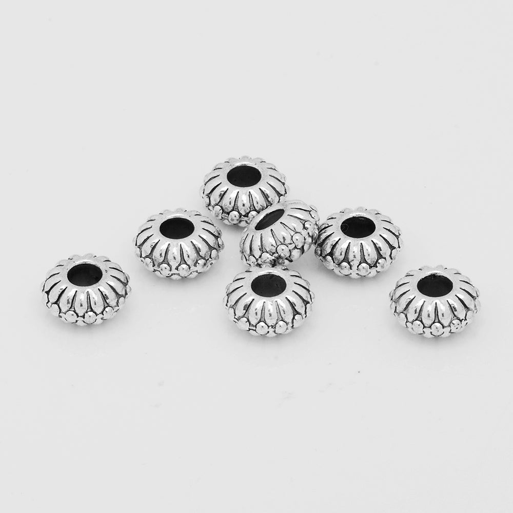 Tibetan Flower Beads,Large Hole Spacer beads,Euro Style Beads,Beads spacers,Thickness 5mm,sold 50pcs/lot