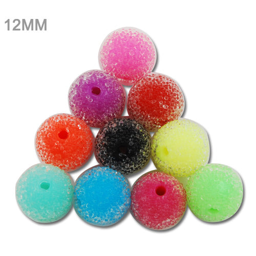12MM Round Acrylic Pearl Bling Beads,Mixed Colors,Hole Size 2MM,Sold 200 PCS Per Package