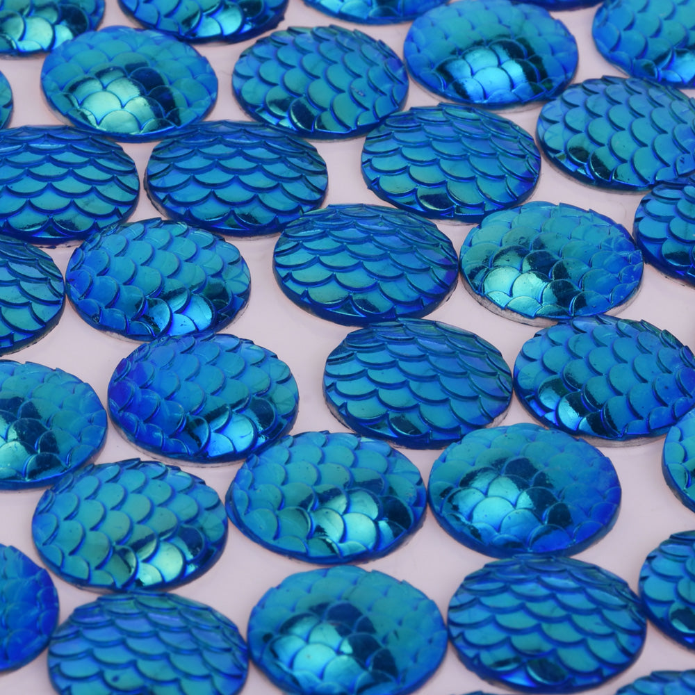 50 Round Cameo Cabochon 14mm Mermaid Scale Jewelry Resin Cabochon Dragon Fish scale Cabochons Thickness 3mm